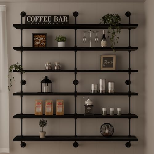 Floating Shelves for Wall Living Room Shelves Bookshelf Industrial Pipe Shelving Shelf Real Wood Planks 60 inch Rustic Wall Shelves Hanging Bookshelves Farmhouse Kitchen Bar Shelving