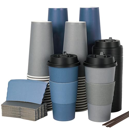 100 Pack 20 oz Disposable Coffee Cups with Lid (100 Count)
