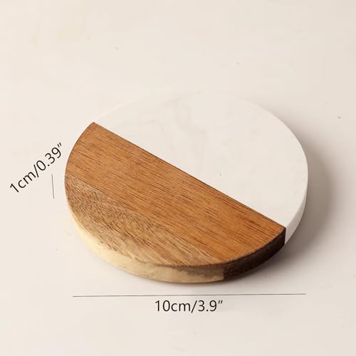 4 Pack Marble and Acacia Wood Coasters (4 Count)