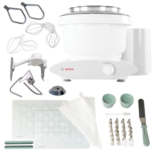 Bosch Universal Plus Stand Mixer with NutriMill Baker's Pack Accessory Bundle including Bowl Scraper