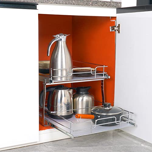 2 Tier 20"Wx21.2"Dx15.2"HPull Out Cabinet Organizer