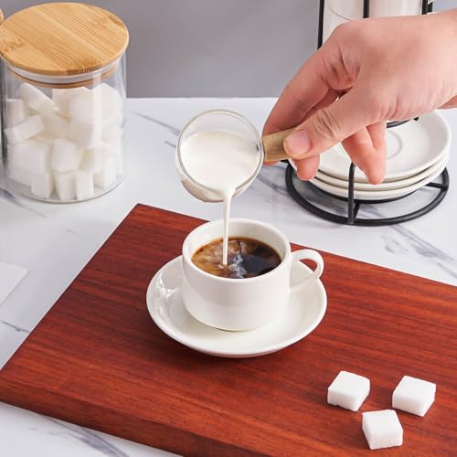 2.5 OZ Stackable Porcelain Espresso Cups with Saucers Set (4 Count)