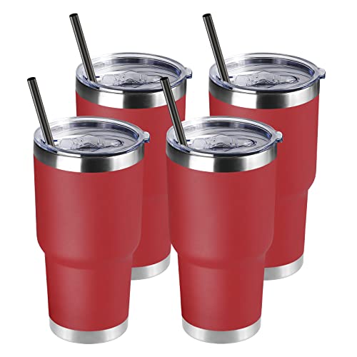 30 oz Tumbler with Lid and Straw (4 Count)