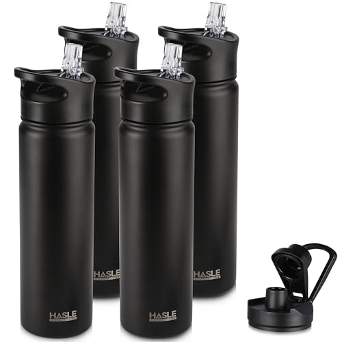 Insulated Water Bottle 22 oz Double Wall Stainless Steel Water Bottle Wide Mouth with Straw Lid & Spout Lid Keeps Cold or Hot