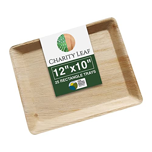 Disposable Bamboo 12" x 10" Trays (25 Count)