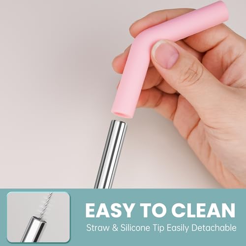 6 Pack Metal Straws with Silicone Tip Fit for Stanley 14 (6 Count)