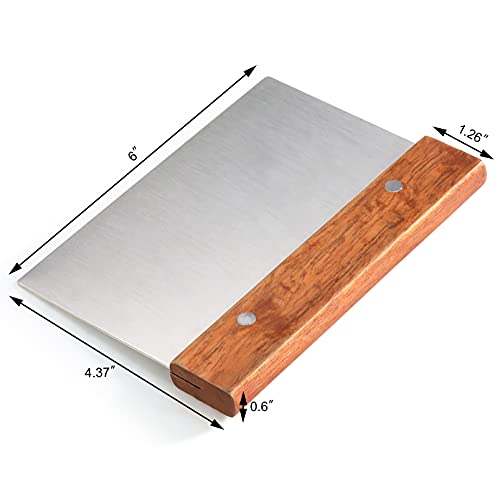 Bakery Grade Stainless Steel Dough Scraper with Wood Handle