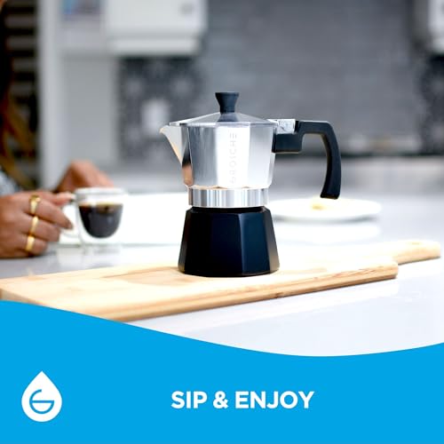 Milano Stovetop Espresso Maker Moka Pot 3 espresso Cup Tuxedo Black