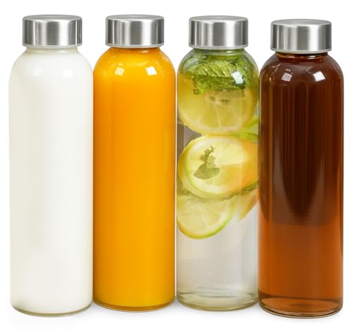 Clear Glass Bottles with Lids (4 Count)