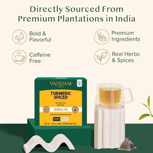 Turmeric Ginger Cinnamon Tea Bags with Black Pepper (100 Count)