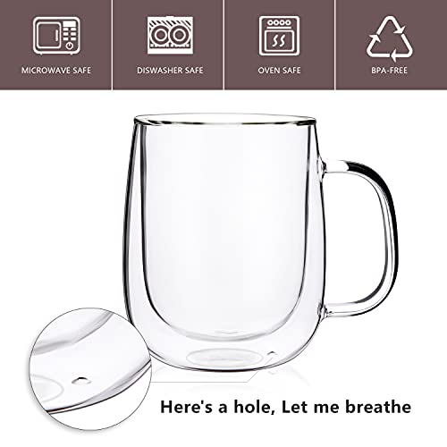 Large Double Wall Glass Coffee Mug 15.2oz