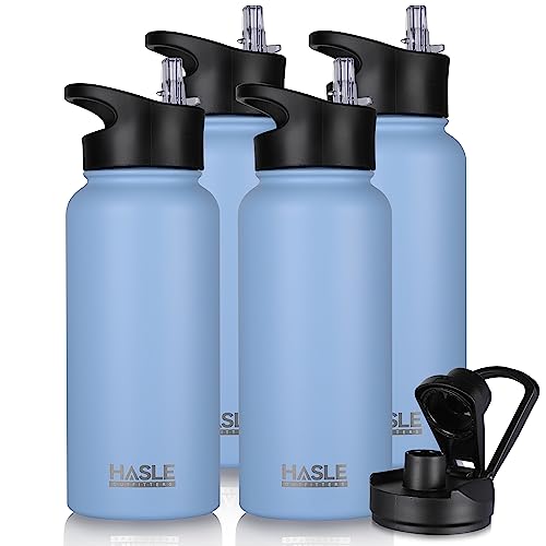 32 oz Insulated Water Bottle Stainless Steel Double Walled Vacuum Sports Water Bottle with 2 Lids