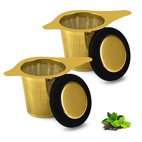 Two Pack Tea Infuser Basket Stainless Steel Tea Strainer Tea Filter With Small Strainer And Lid Tea Diffuser For Loose Tea Superior Brewing Experience
