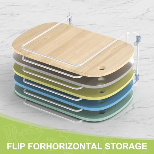 2 Pack-X-Large Kitchen Cabinet Organizer - Storage Tray Organizer Rack for Kitchen Cabinet - Divided Holder with 5 Slots for Skillets, Cutting Board, Baking Sheets- (White) (2 Count)