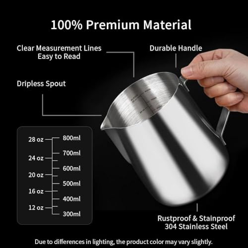 32oz Milk Frothing Pitcher Stainless Steel Espresso Steaming Jug