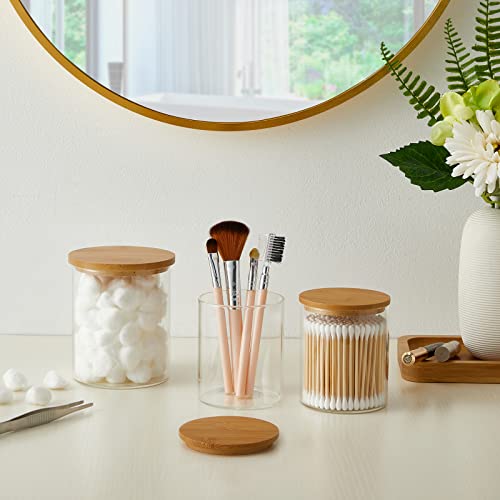 4 Pack Glass Qtip Holder Dispenser for Cotton Swabs (4 Count)