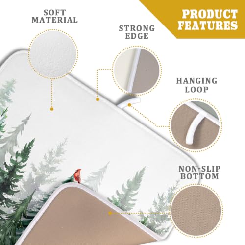 Green Pine Tree Forest Dish Drying Mat for Kitchen Counter