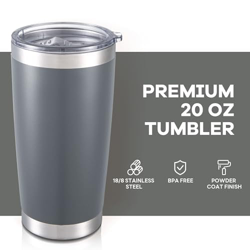 20 oz Tumbler with Lid Stainless Steel Insulated Tumblers Bulk Cups Mug (4 Count)