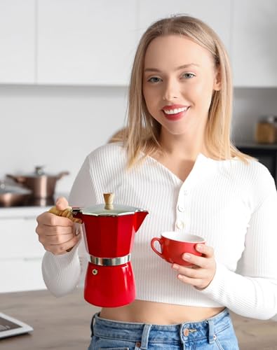 Moka Pot Stovetop Espresso Set & Cuban Coffee Maker 6 (10.2 Ounce)