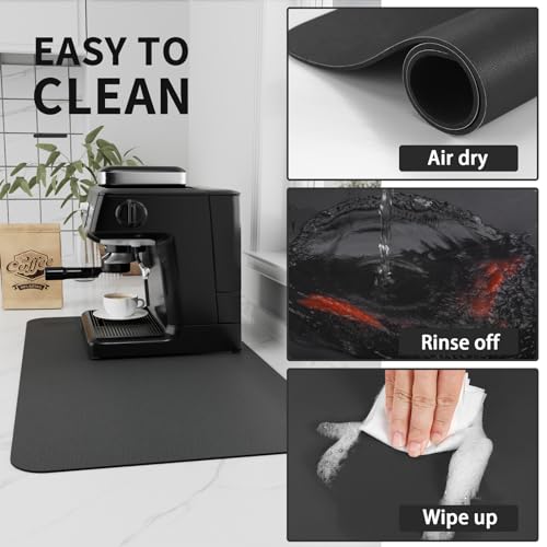 Coffee Mat Absorbent Hide Stain Rubber Backed Dish Drying Mat for Kitchen Counter