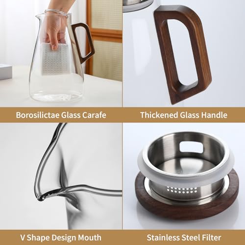2L Glass Pitcher with Lid and Spout