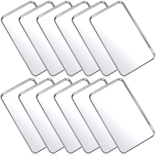 12 Pcs Stainless Steel Baking Sheet Cookie Pans (12 Count)