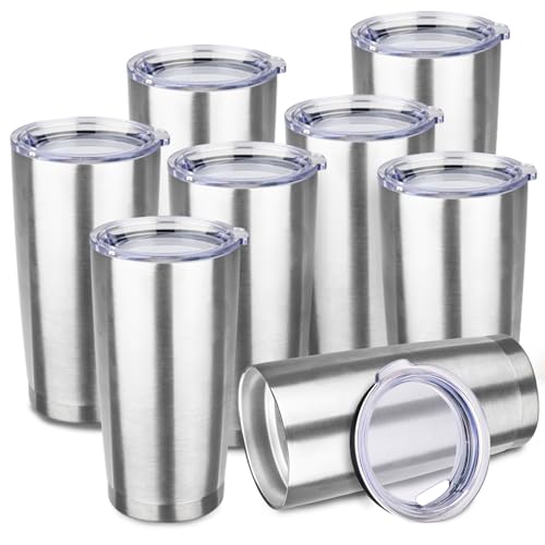 8 Pack 20oz Stainless Steel Travel Coffee Tumbler