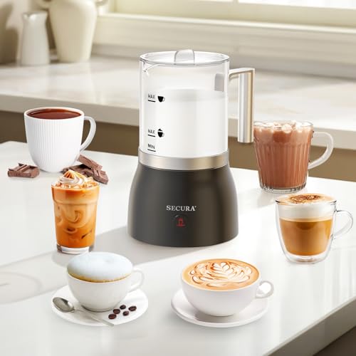 4-in-1 Electric Milk Frother, 17oz Glass Jug Hot & Cold Foam Maker