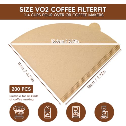 200Pcs Cone Coffee Filters 2