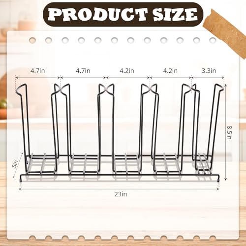 1 Pcs 5 Section Coffee Cup Organizers 23 x 5 x 8.5 Inch Wire Rack Coffee Cup and Lid Holder Black Iron Lid Dispenser Countertops Station Organizer for Kitchen Storage Essentials