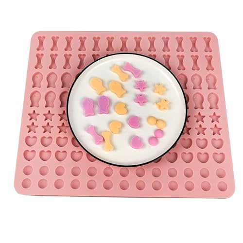 Dog Treat Molds 130 Cavity Mini Silicone Molds Star Heart Bone Fish Roud Shape for Baking Biscuits