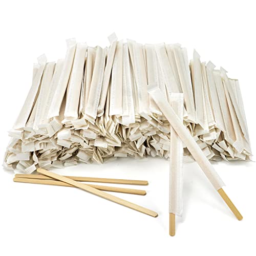 500Pcs Bamboo Coffee Stirrers Individually Wrapped