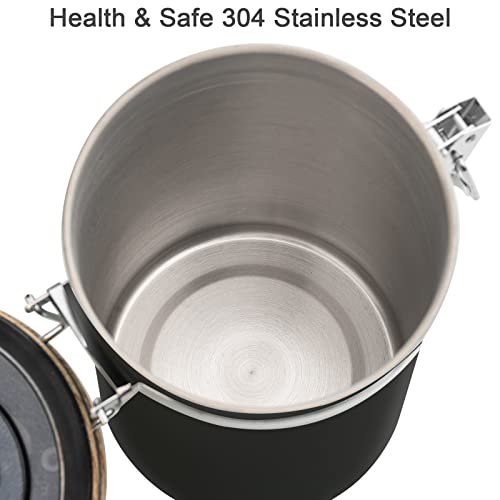 Coffee Canisters Airtight Coffee Bean Storage Container Kitchen Stainless Steel Food Storage Container with Scoop Date Tracker & CO2 Valve 61Fl Oz (60.8652 Fl Oz)