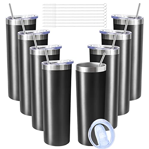 20 oz Skinny Tumblers with Lid and Straw (8 Count)