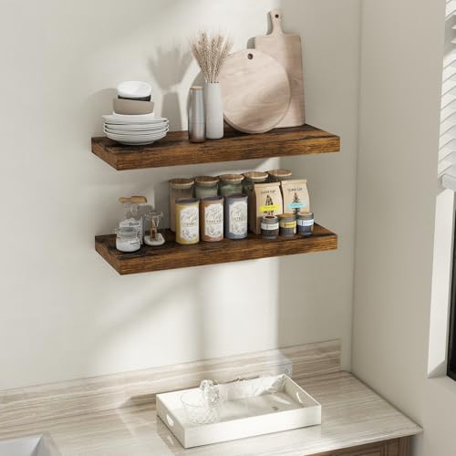 32 Inch Brown Floating Shelves for Wall (2 Count)