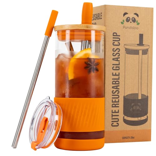Glass Cups With Lids and Straws
