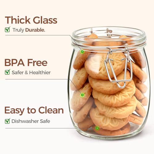 Glass Mason Jars with Airtight Lids 25oz 6 Pack Pickling Pantry (6 Count)