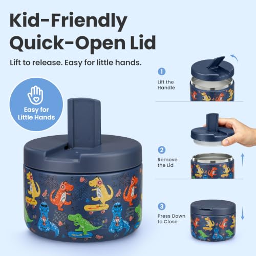12oz Insulated Vacuum Food Jar with Buckle Lid Wide Mouth Soup Thermo for Hot Food Kids Leakproof Stainless Steel Lunch Container