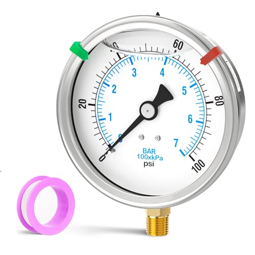 0 100PSI Stainless Steel Liquid Filled Pressure Gauge