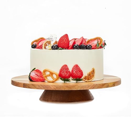 12" Acacia Wood Revolving Cake Stand