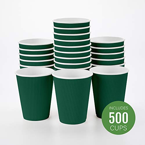 Coffee Cups 500 Pack of 12 oz Ripple Wall Insulated Coffee Cups Non (500 Count)