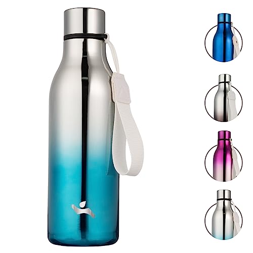 18 oz Insulated Stainless Steel Metal Water Bottle with Strap