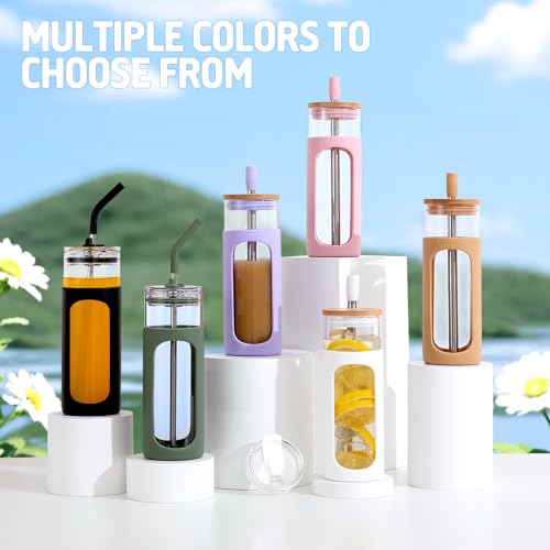 24oz Glass Tumbler with 2 Lids and Straws