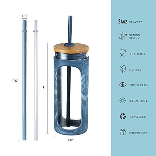 20oz Glass Tumbler with Straw and Lid