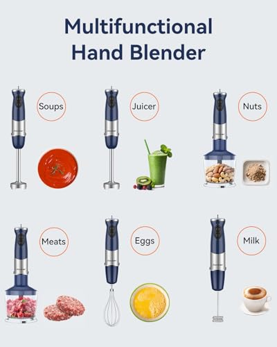 Immersion Blender Handheld 1000W 5 in 1 Corded Stick Hand Blender Kitchen with 12 Speed