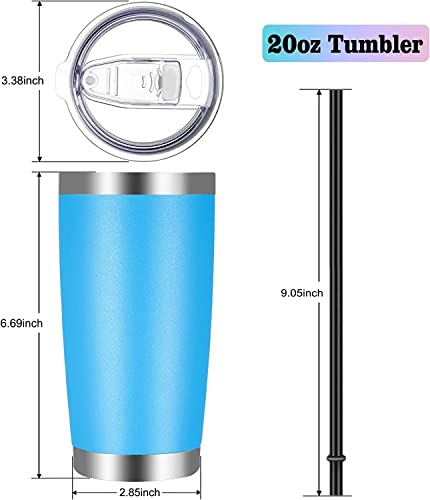 20oz Tumbler with Lid and Straw Stainless Steel Tumbler Cup Bulk Vacuum Insulated Double Wall Travel Coffee Mug Powder Coated Coffee Cup (6 Count)