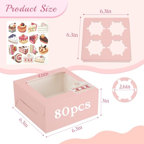 Cupcake Boxes with Window (80 Count)