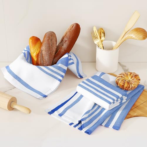 Premium Cotton Stripe Kitchen Towels 6 Pack (6 Count)