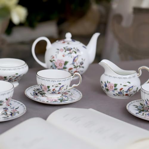 Fine Bone China Tea Party Set For Adult 7 Pieces Porcelain Flower Tea Set