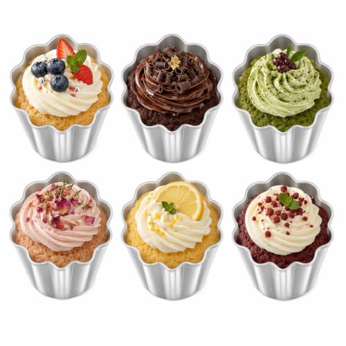 6Pcs Egg Tart Molds Aluminium Pie Tins Mini Tart Tins Tiny Pie Tin Cupcake Cake Mold Pudding Molds for Home Baking (6 Count)